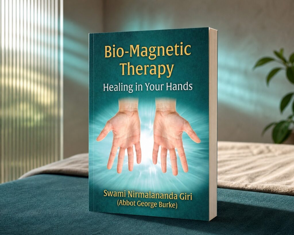 Bio-Magnetic Therapy paperback in a quiet treatment-room setting